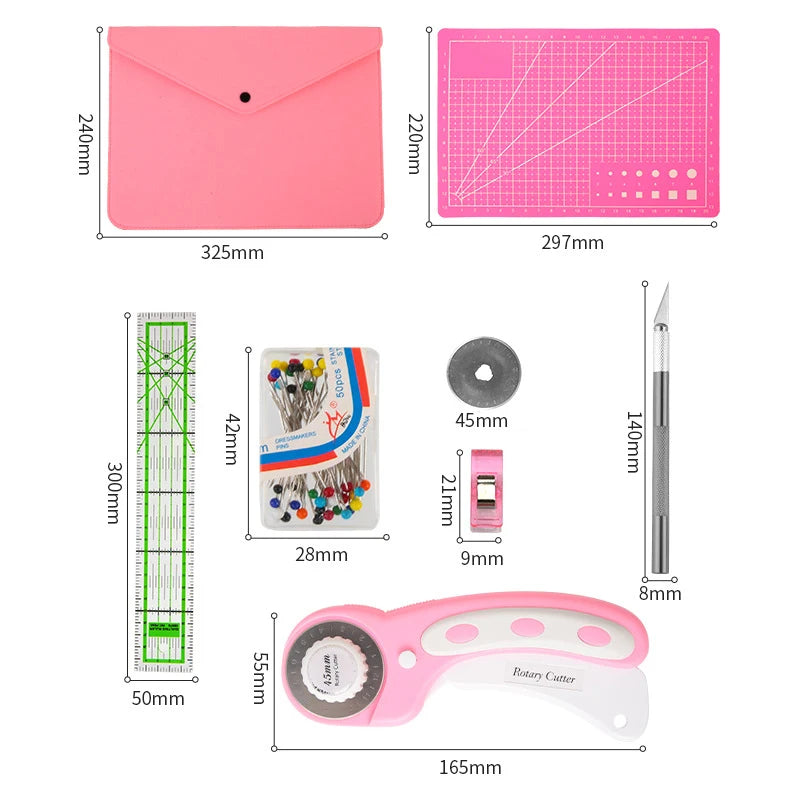 CutCrafter – Pink Rotary Quilting Cutter Set
