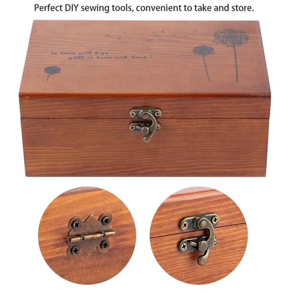 ThreadTreasures – Vintage Wooden Sewing Storage Box