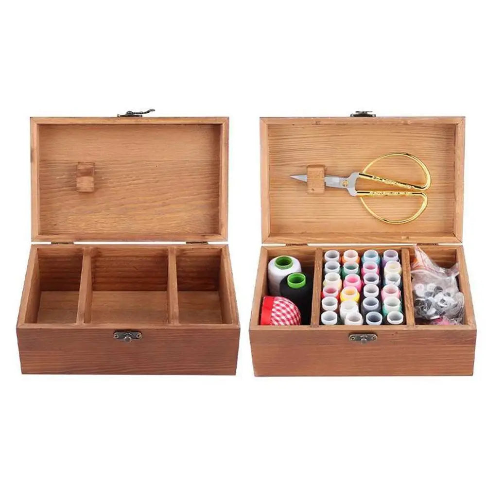 ThreadTreasures – Vintage Wooden Sewing Storage Box
