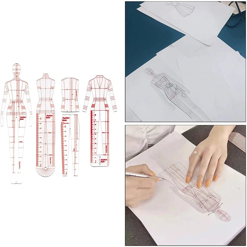 StyleDraft – 4 Piece Fashion Illustration Ruler Set