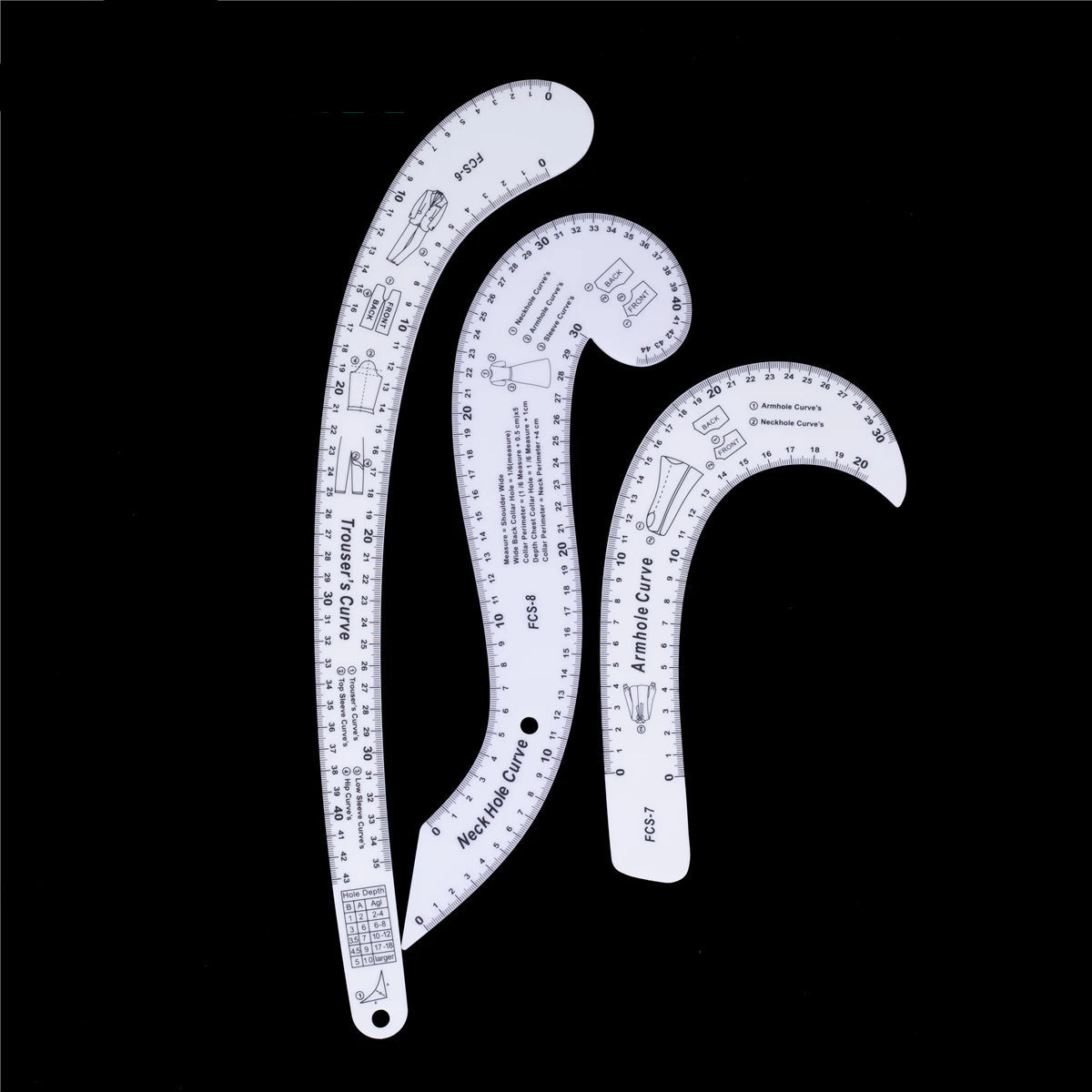 Patterna – 8PCS Acrylic French Curve Ruler Set