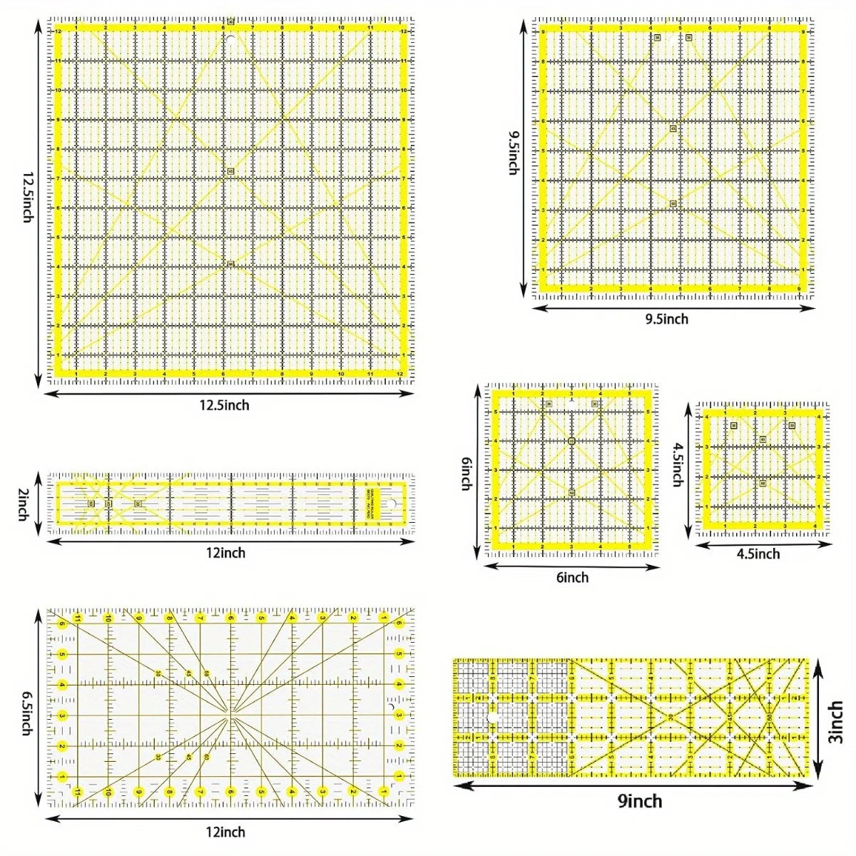 QuiltSphere – 7 Piece Acrylic Quilting Ruler Kit