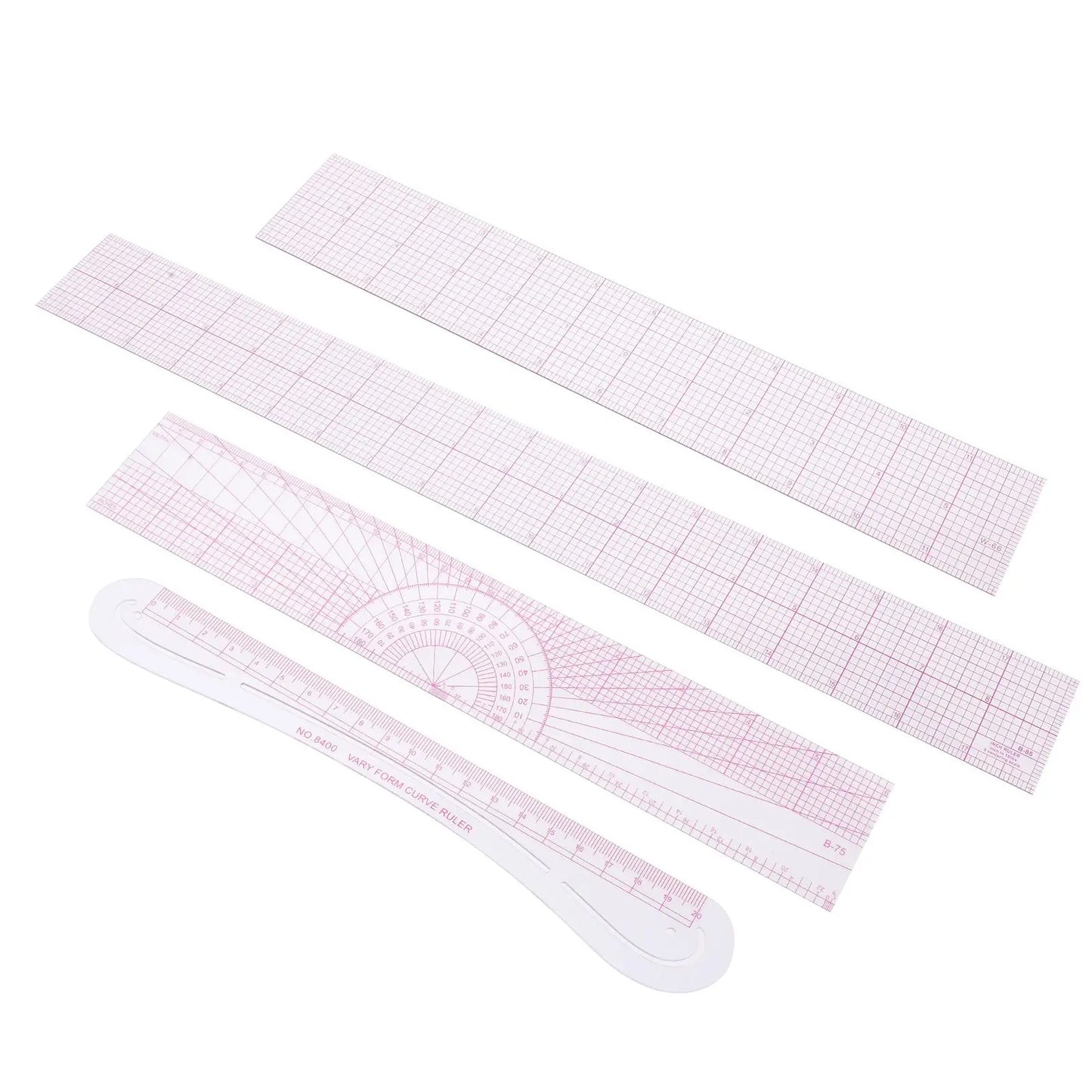 TailorEase – 4-Piece Sewing Ruler Kit