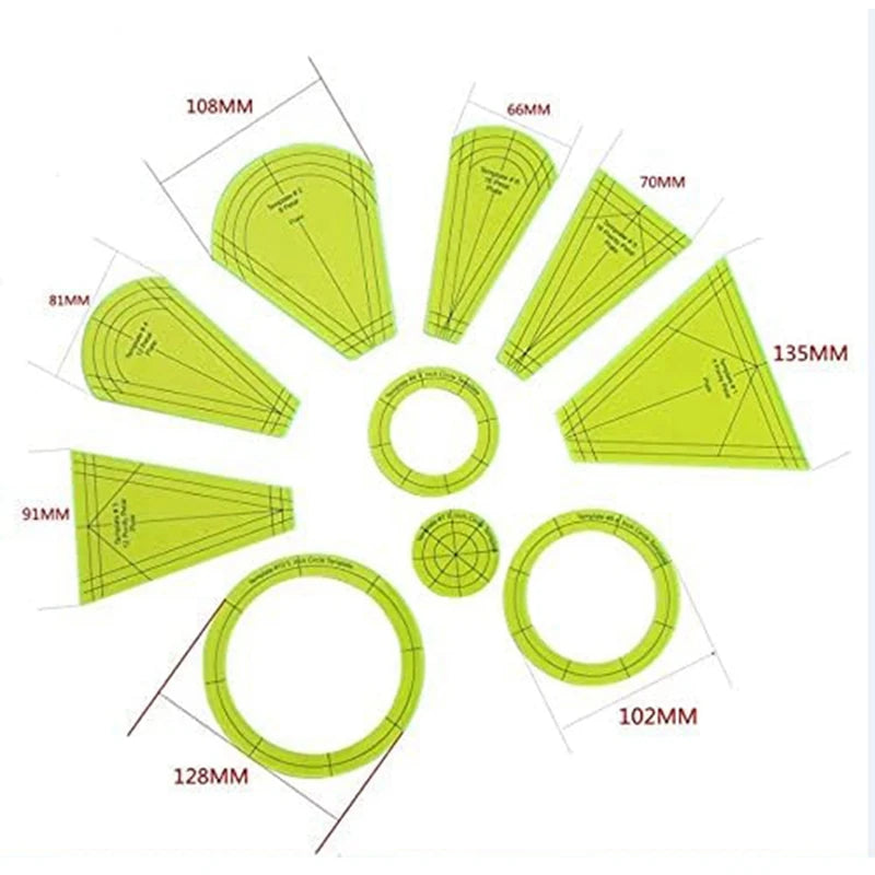 QuiltDress – 10-Piece Dresden Quilting Template Set
