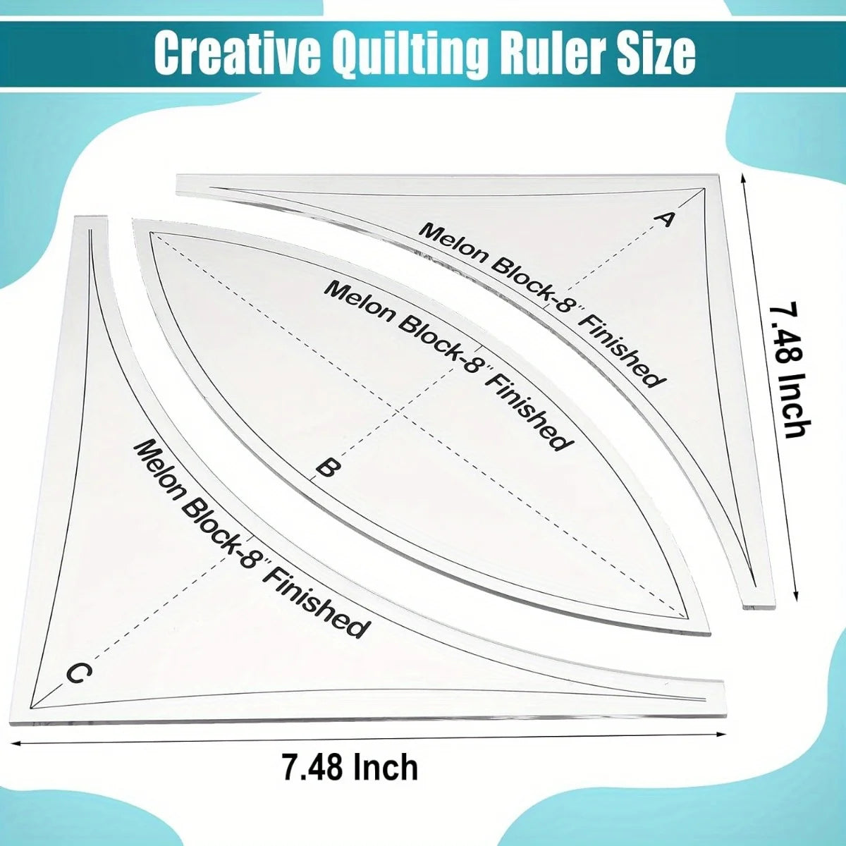 Quiltie – 3pcs Acrylic Quilting Ruler and Template Set