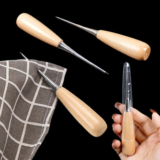 CraftPierce – Wooden Handle Sewing Awl Set
