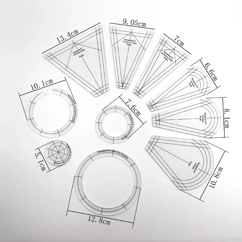 Quiltoria – 10PCS Acrylic Quilting Template Set