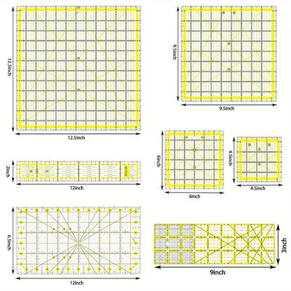 QuiltSphere – 7 Piece Acrylic Quilting Ruler Kit