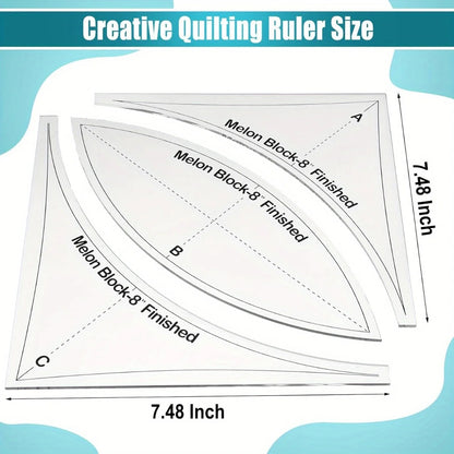 Quiltie – 3pcs Acrylic Quilting Ruler and Template Set