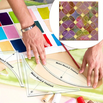 Quiltie – 3pcs Acrylic Quilting Ruler and Template Set